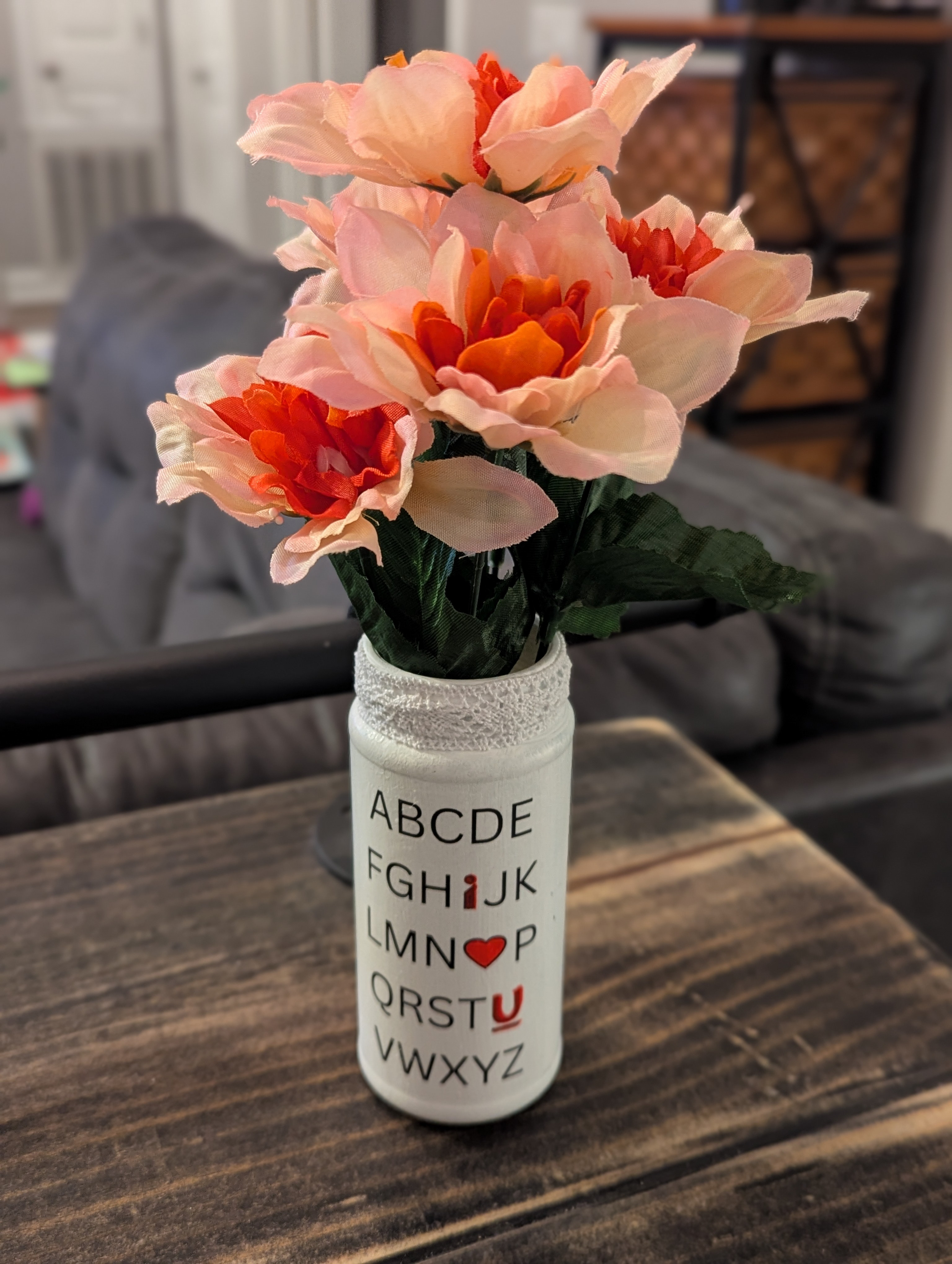 Alphabet Stenciled Glass Vase