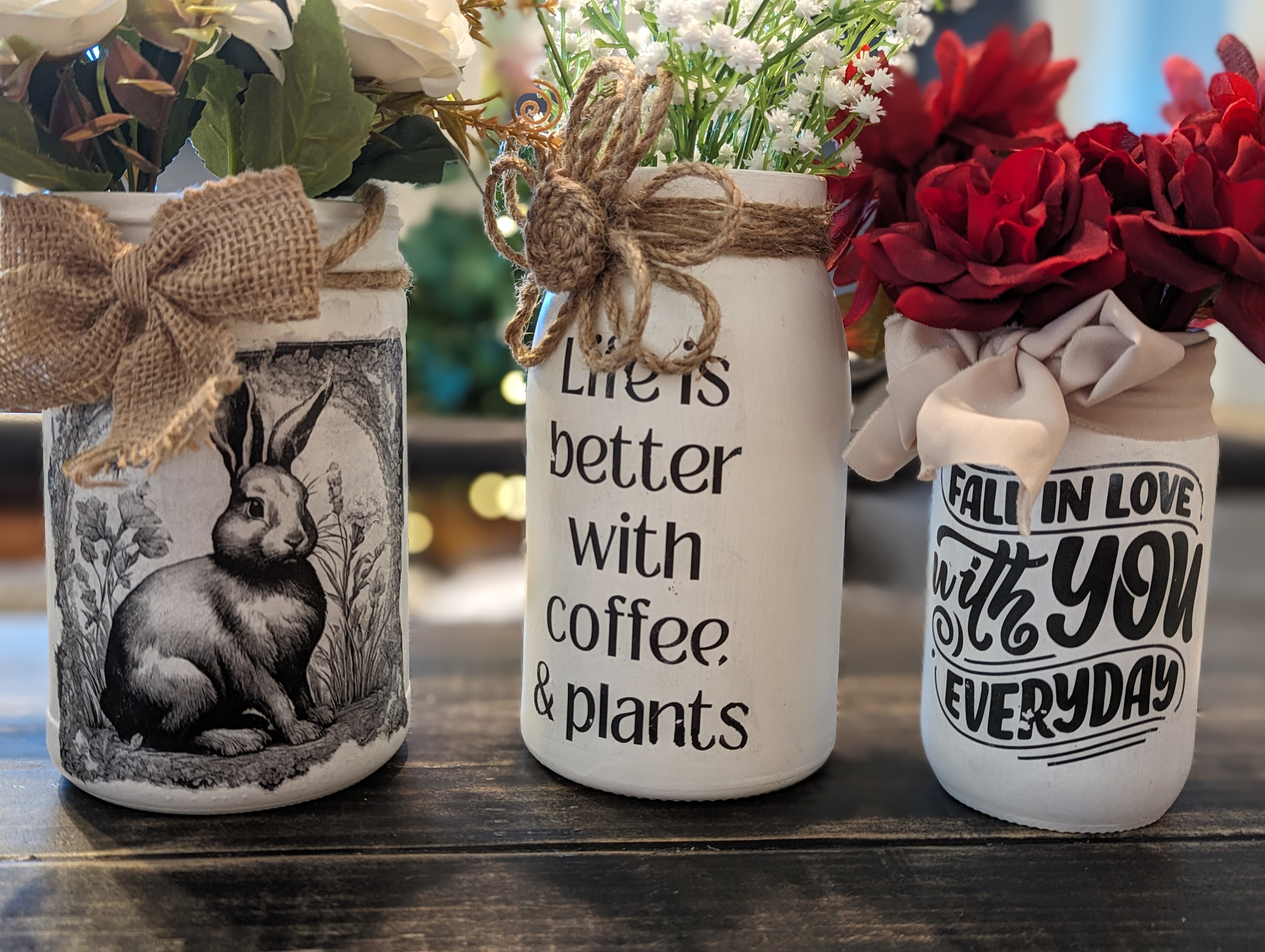 Farmhouse Mason Jars Burlap Transfer