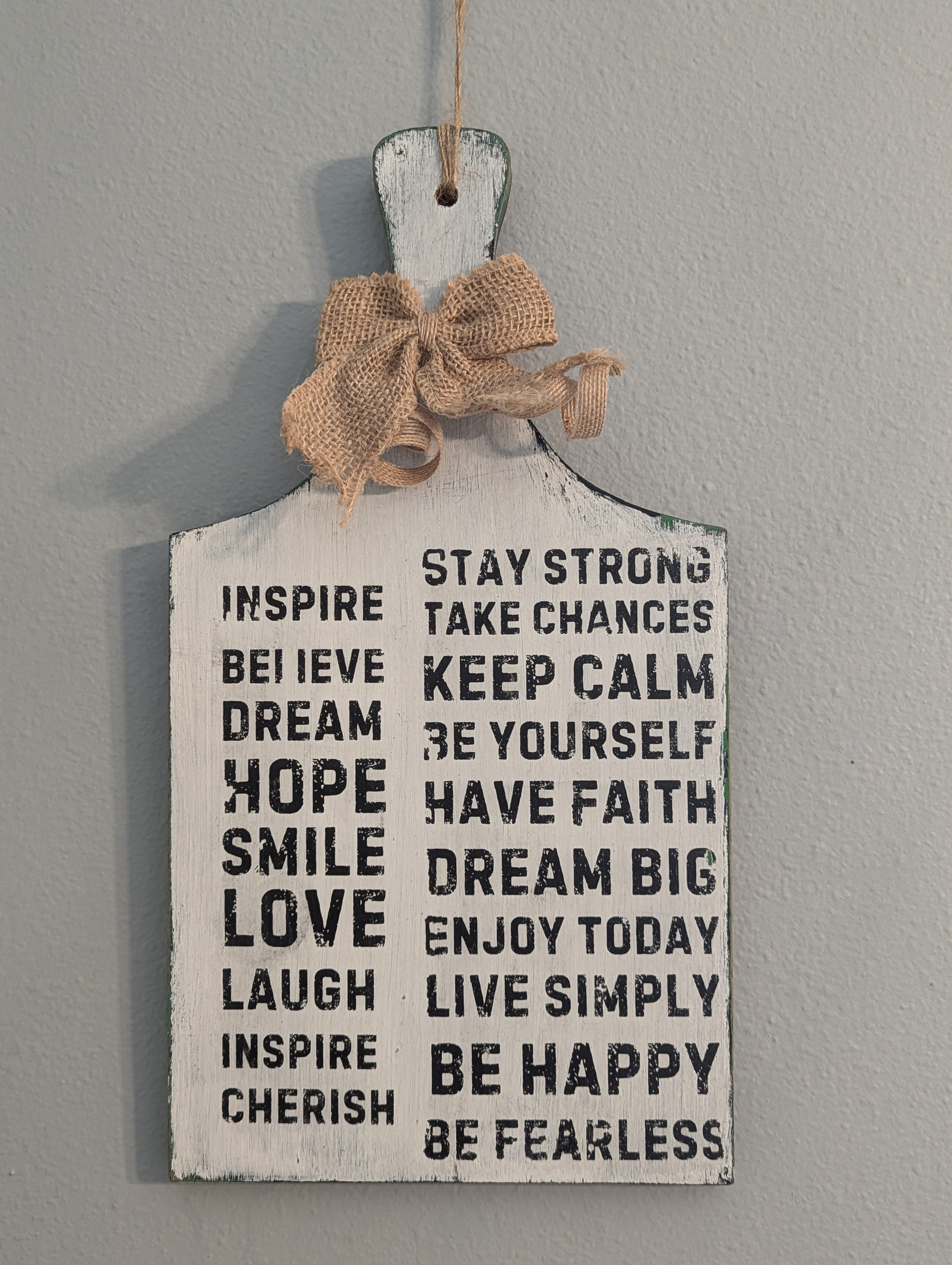 Inspirational Word Typography Cutting Board