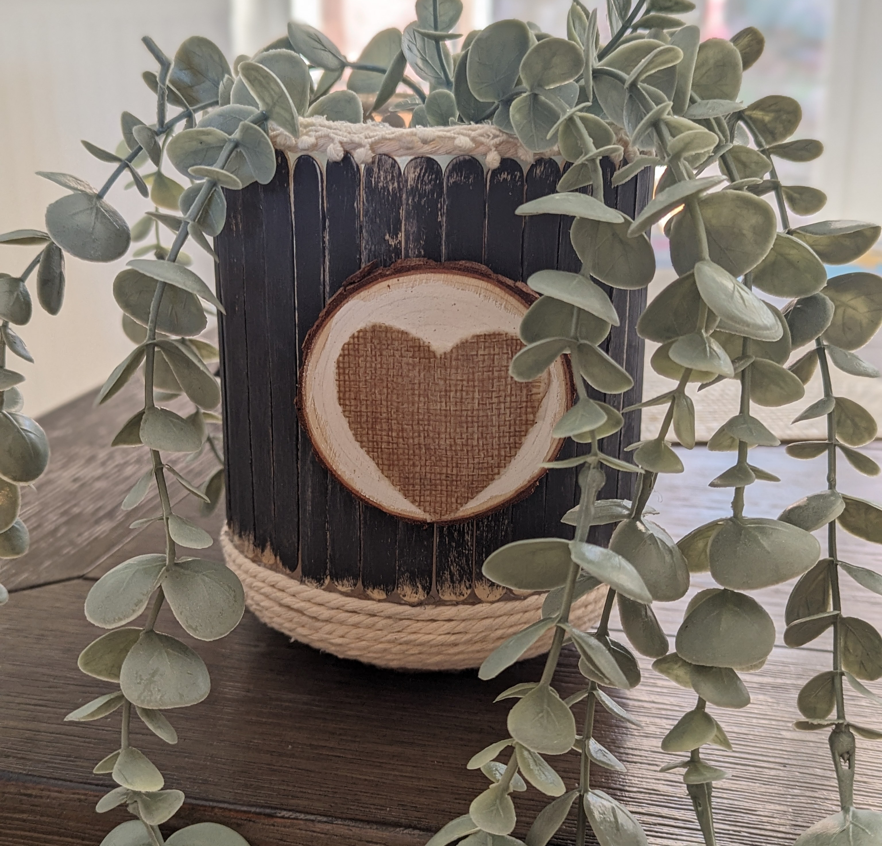 Rustic Distressed Wood Planter Pot