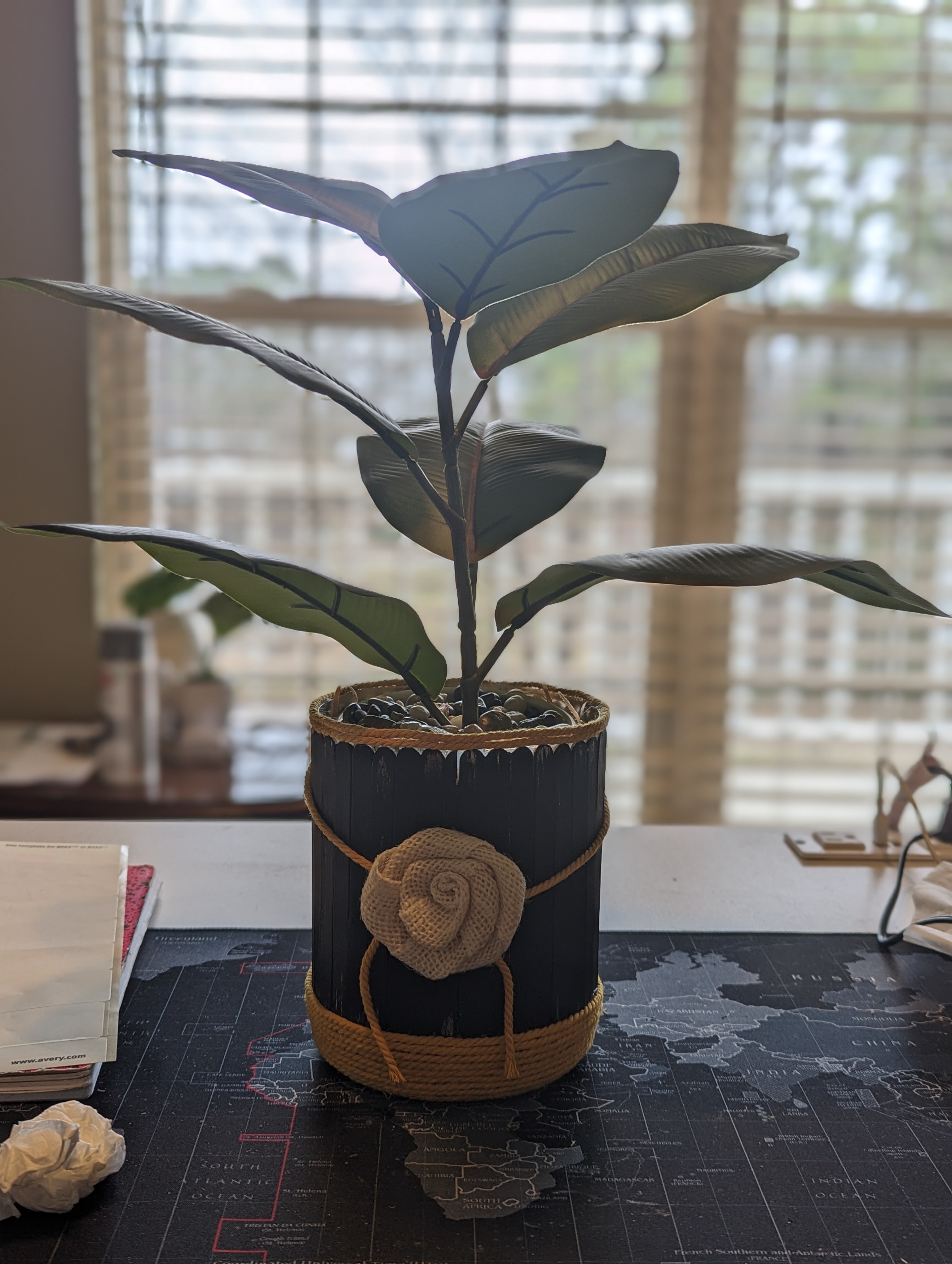 Shabby Chic Black Stick Planter Pot