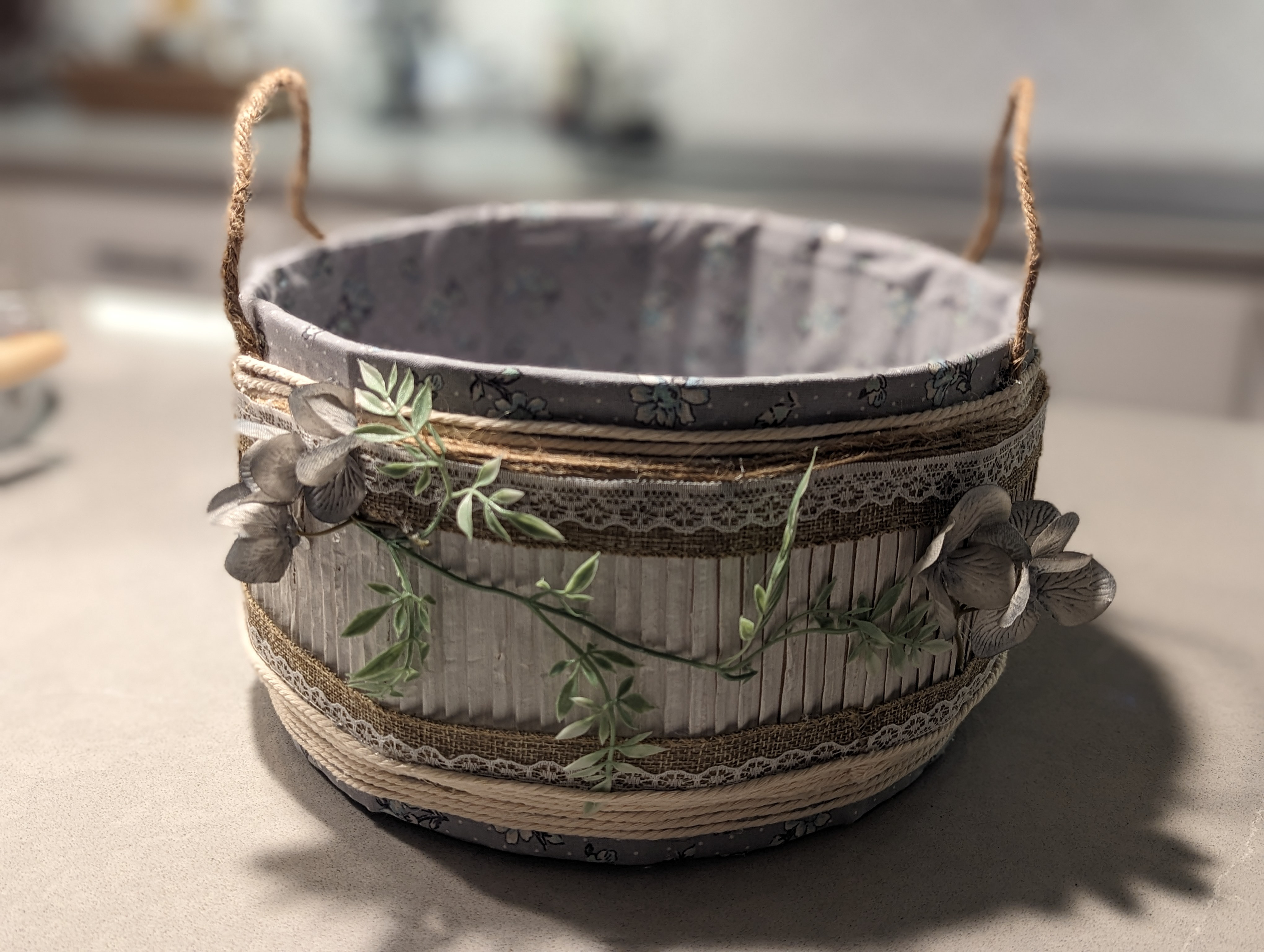 Handmade Fabric Lined Basket