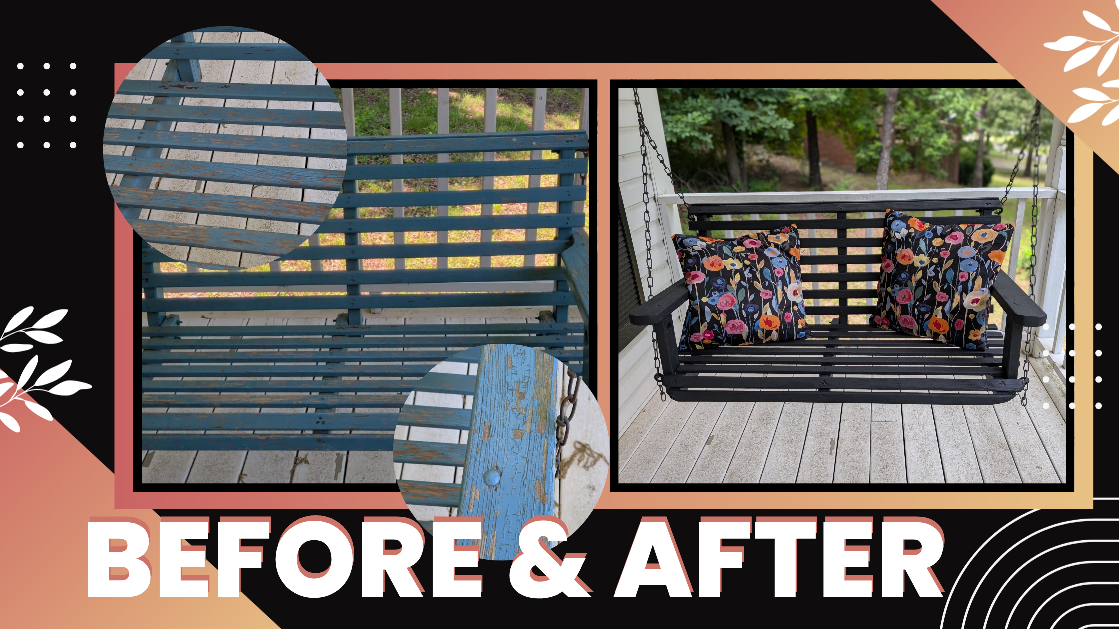 Restored Porch Swing Sleek Black