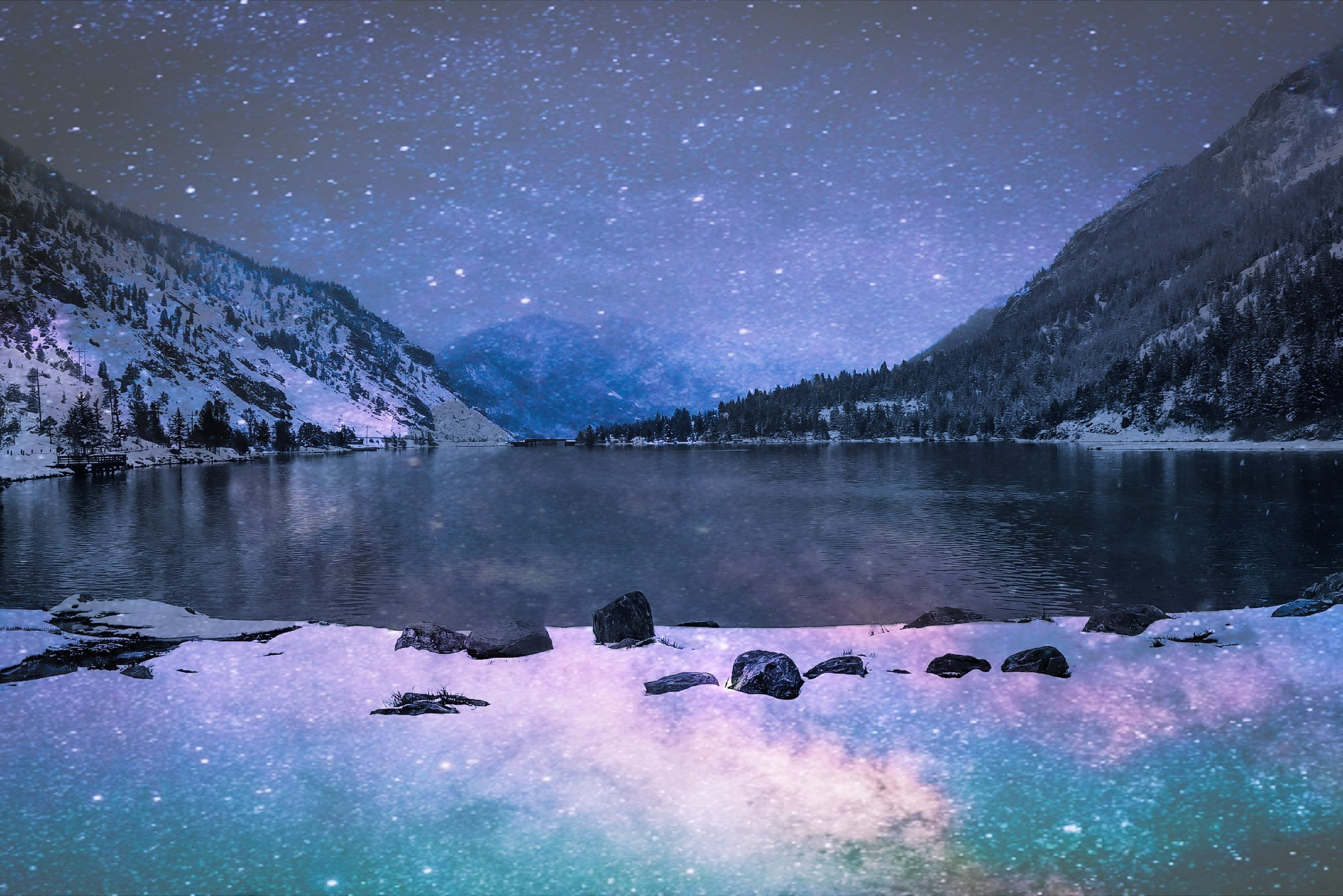 Cosmic Snowy Lake
