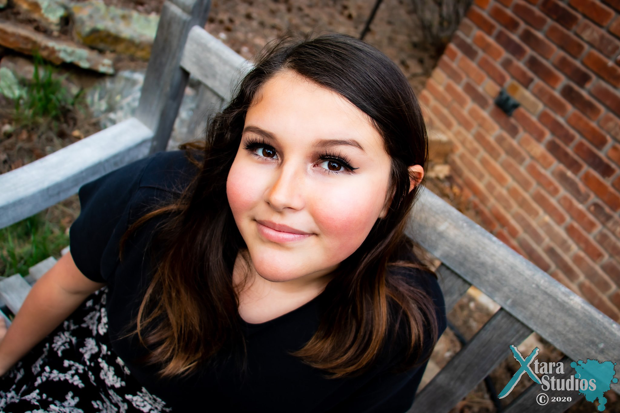 Girl on Bench Overhead