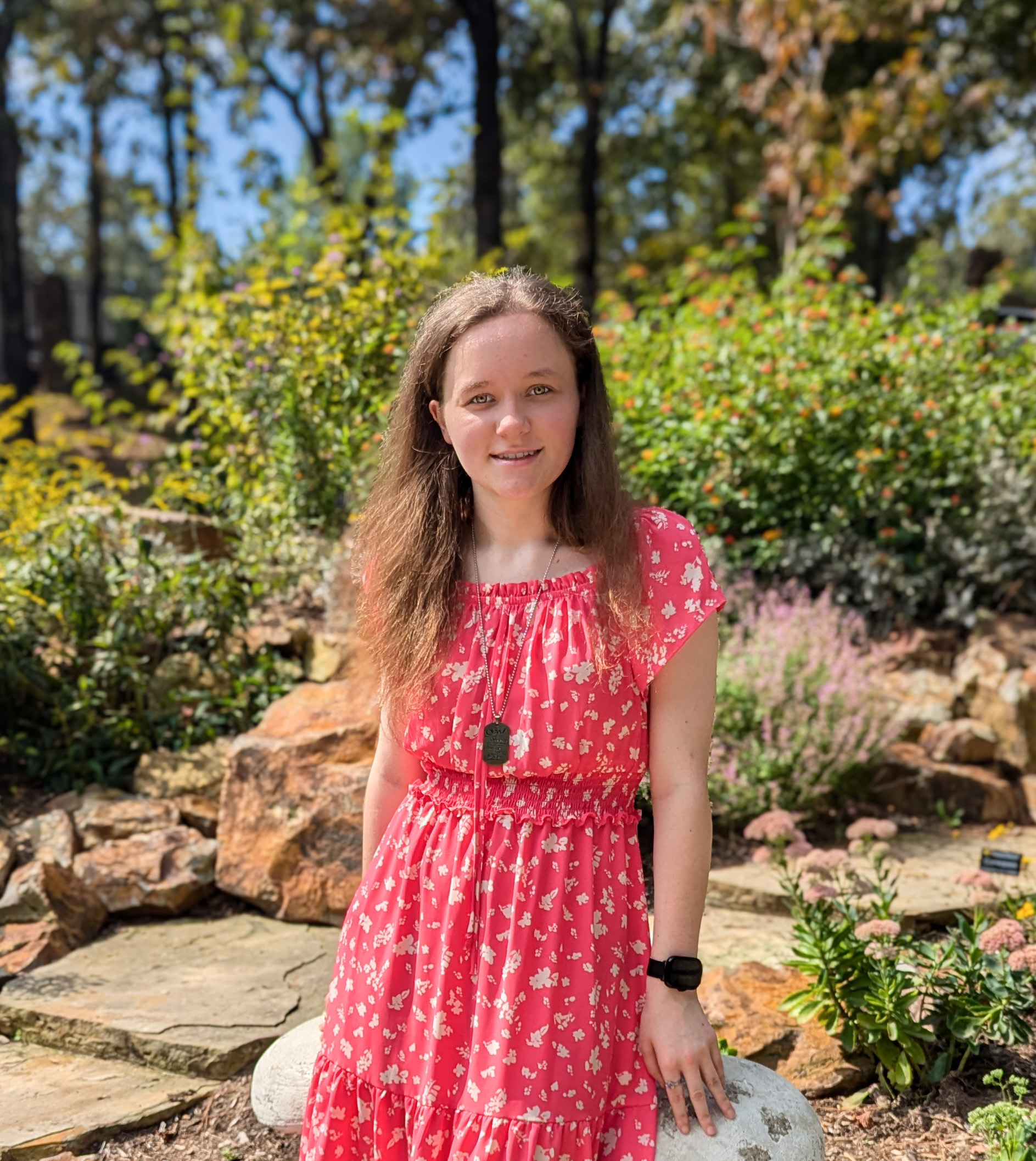 Senior Coral Dress Portrait